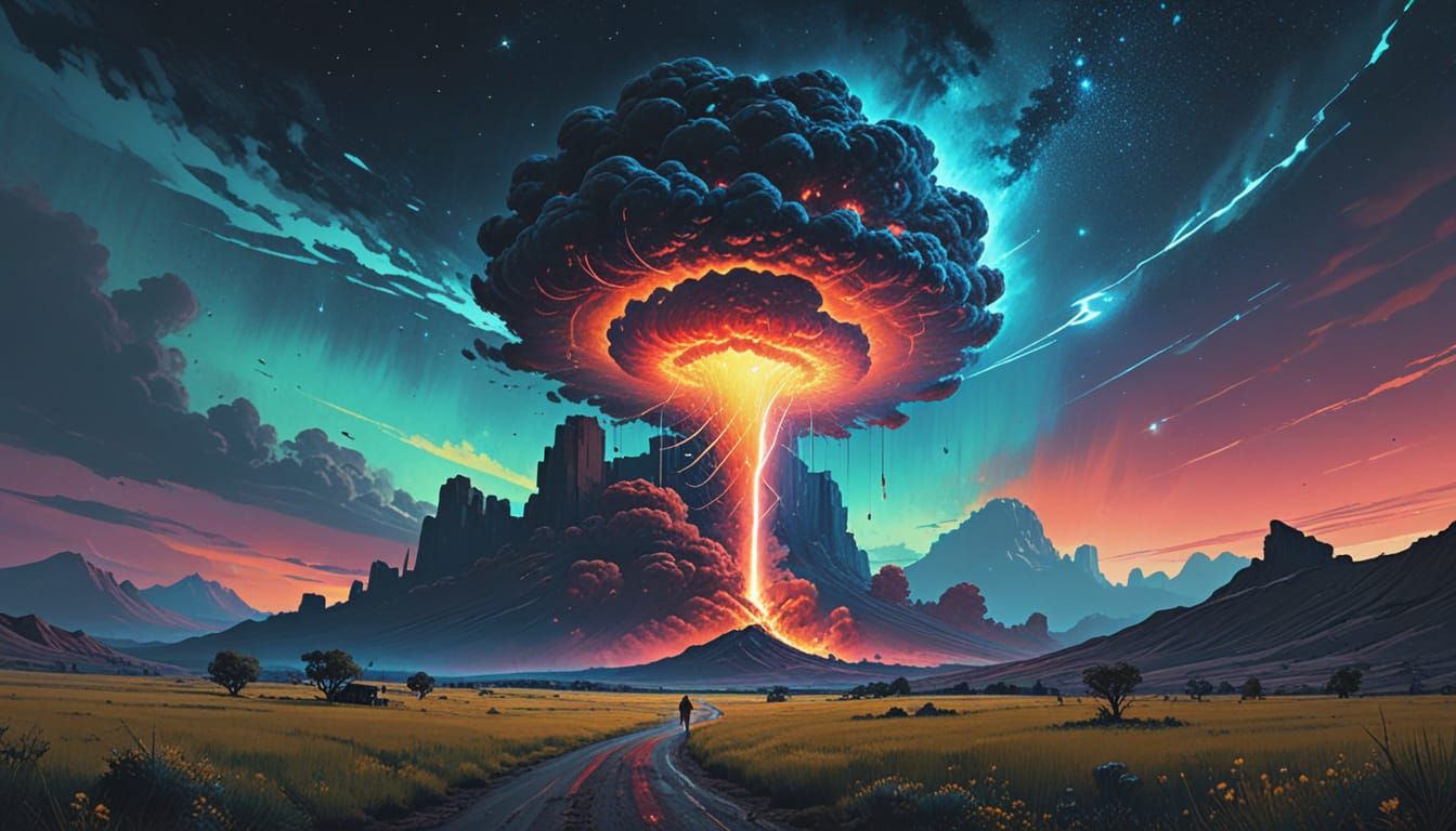 Cosmic Swirling Dreamscape in Vibrant Colors