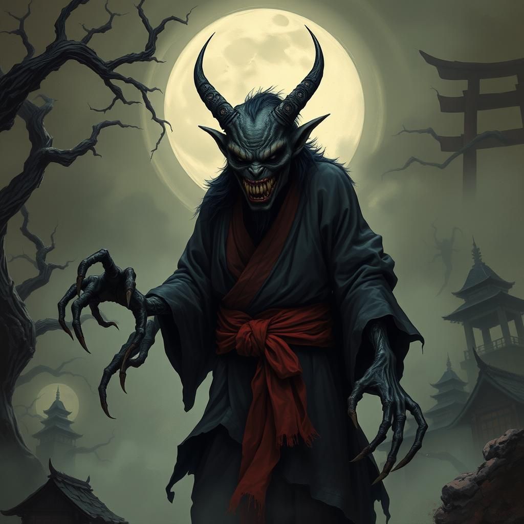 Epic sinister Lovecraft terror Oni Yokai Yurei of the unknow...