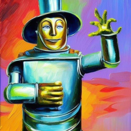 Tin Man in Neo-Impressionist Oil Painting