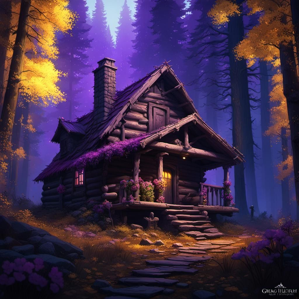 Cabin in Dark Woods: Fantasy Concept Art