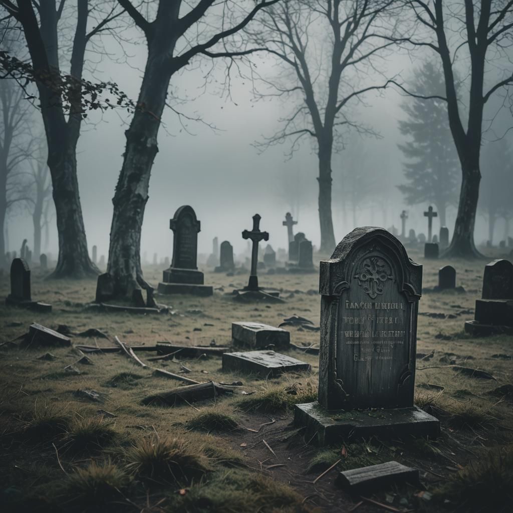 Eerie Wooden Headstone in Misty Transylvanian Landscape