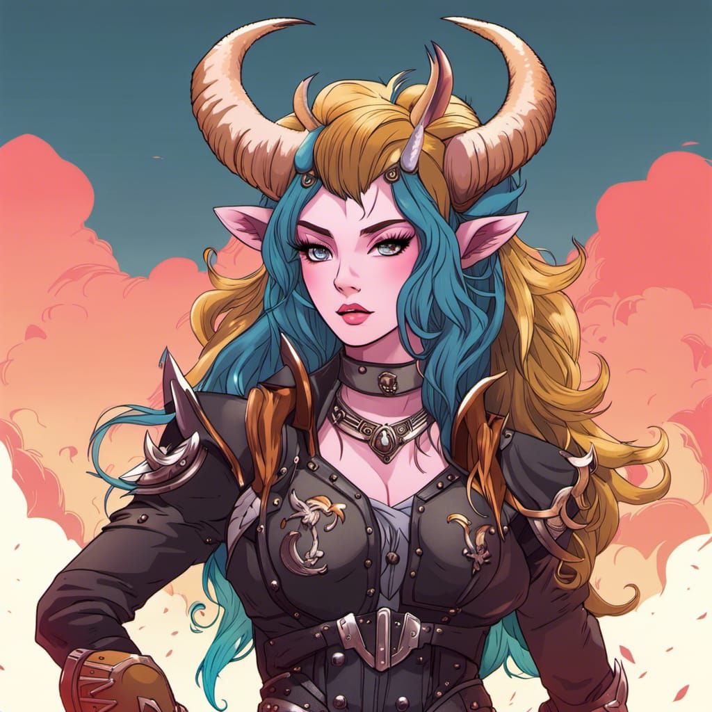 Manga Centaur Witch with Ombre Horns