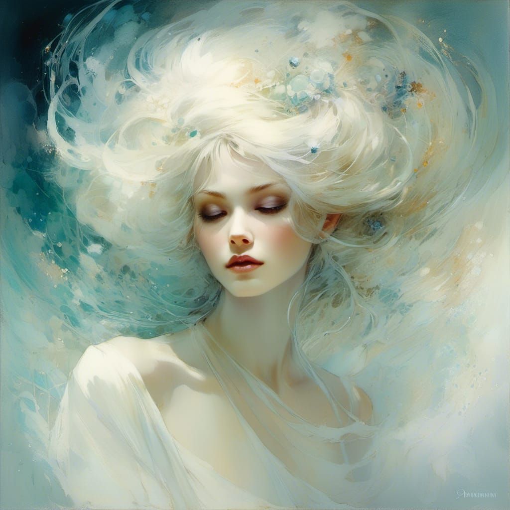 Elegant Woman in White Dress Portrait