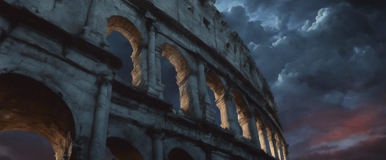 Hyperrealistic Coliseum Painting in Detailed Style