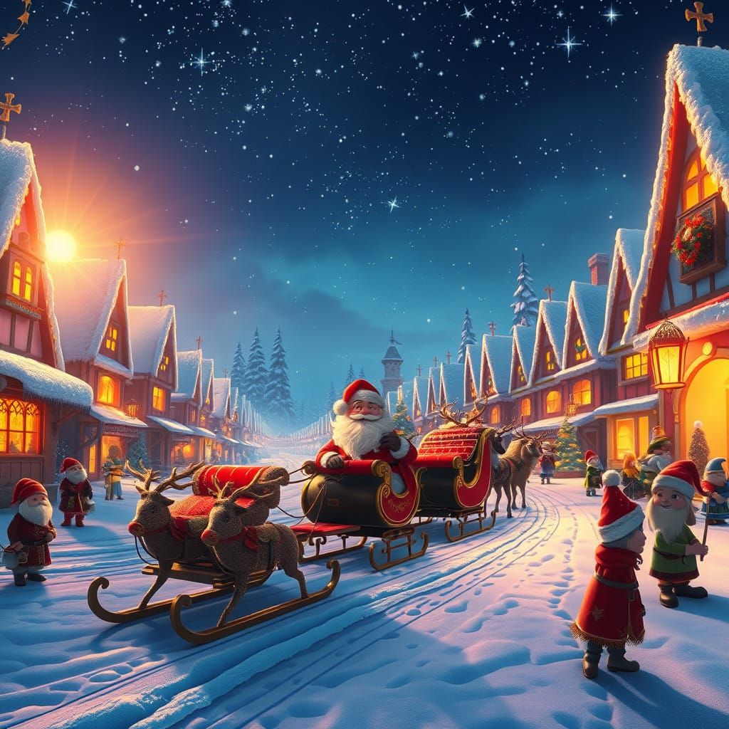 Fantasyland Christmas Night in Whimsical Pixar Style