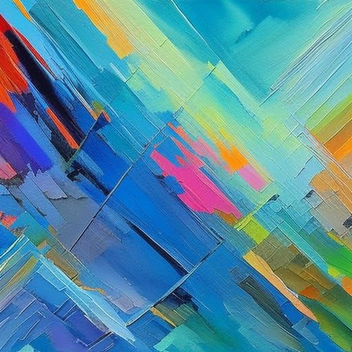 Infinite Geometry in Gouache Style Impressionist Painting