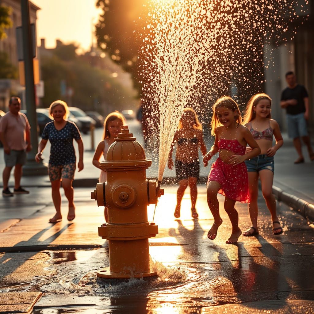 A street scene captured under the warm embrace of a hot summ...