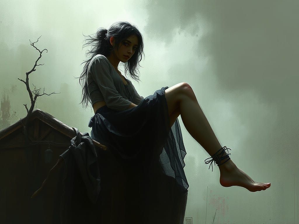 Mysterious Bohemian Goddess Emerging from Haze