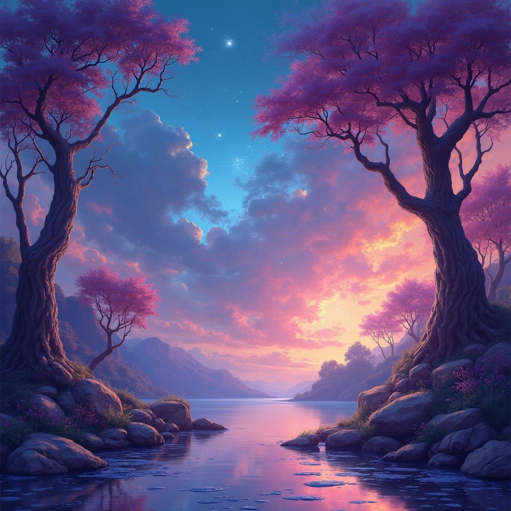 Orchestral Masterpiece in Art Nouveau and Neon Futurism