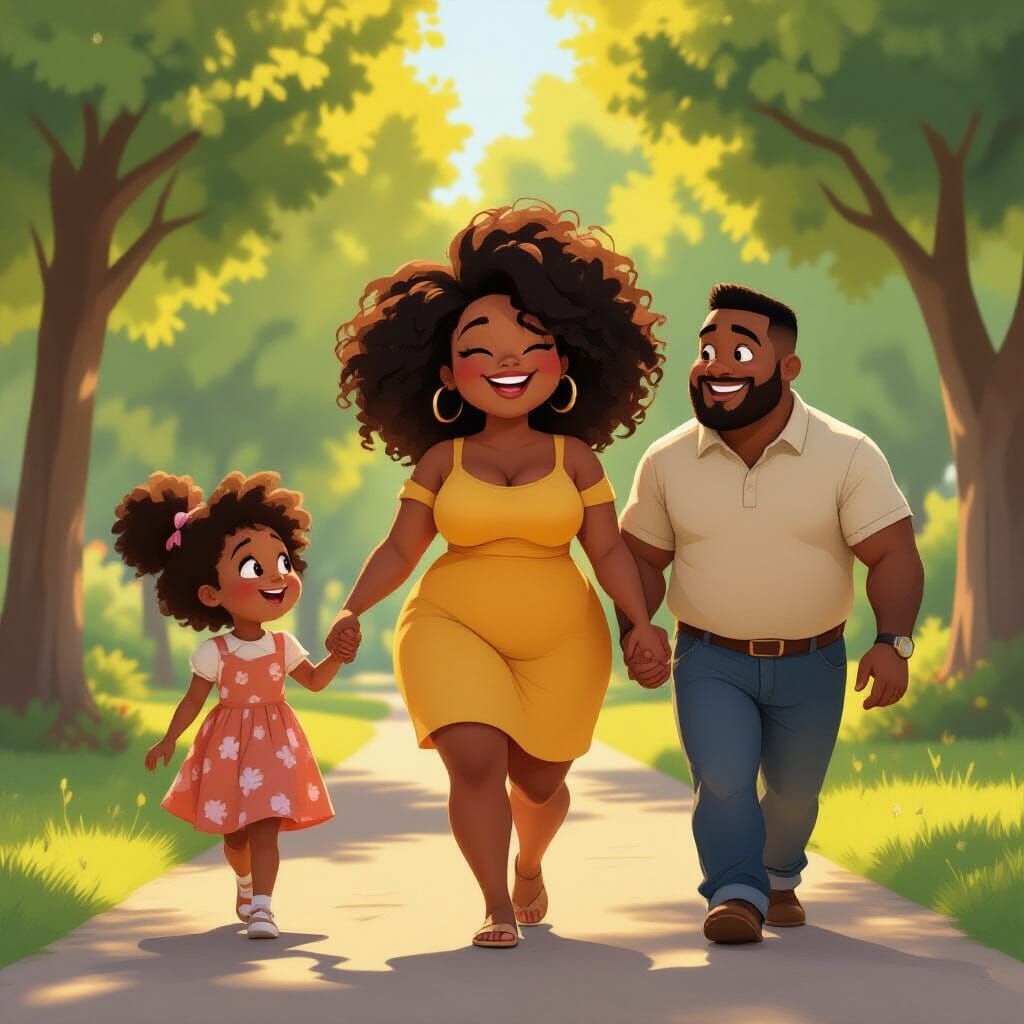 Joyful Family Morning Walk Inspired by Pixar Animation