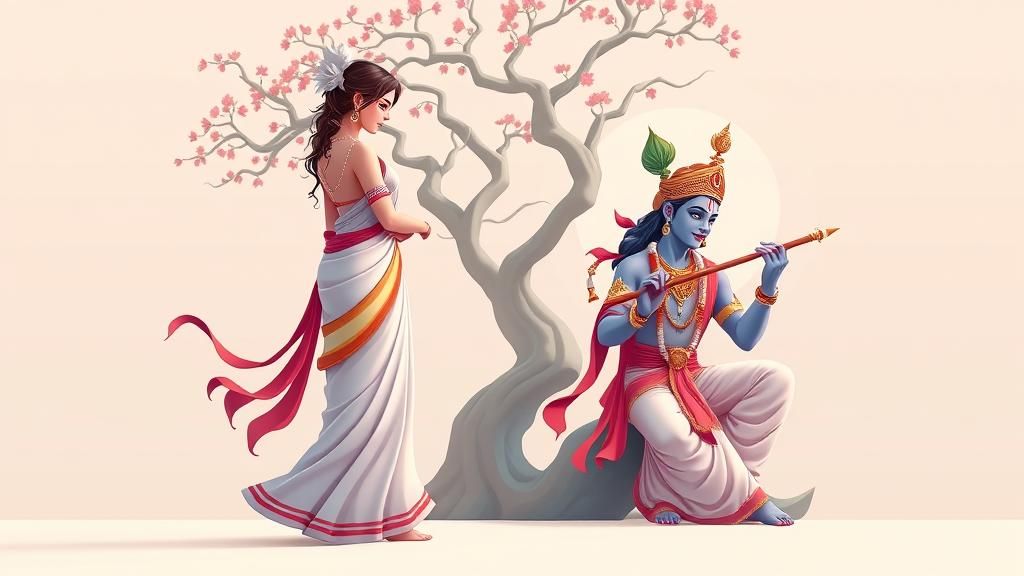 Radha and Krishna: Modern Minimalist Vector Art