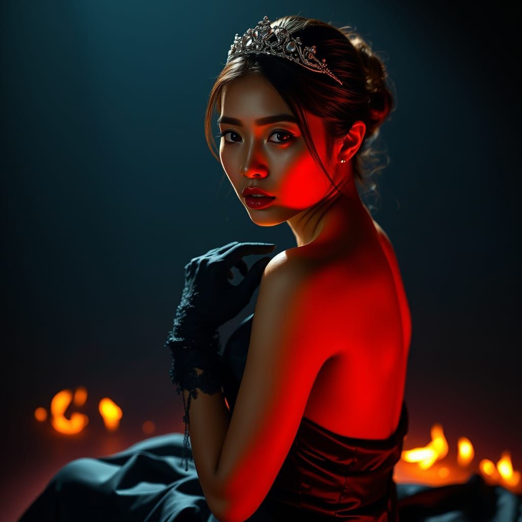 Sensual South East Asian Woman in Amber Glow