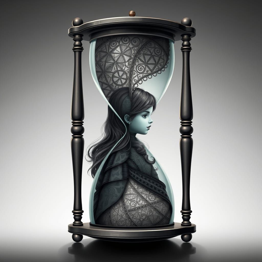 Timeless Girl Trapped in Endless Hourglass