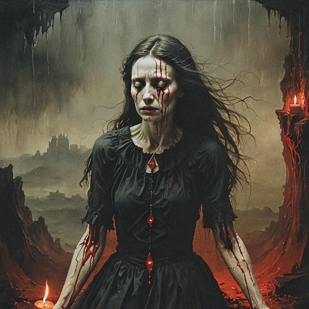 Surreal Woman Shrouded in Haunting Shadows