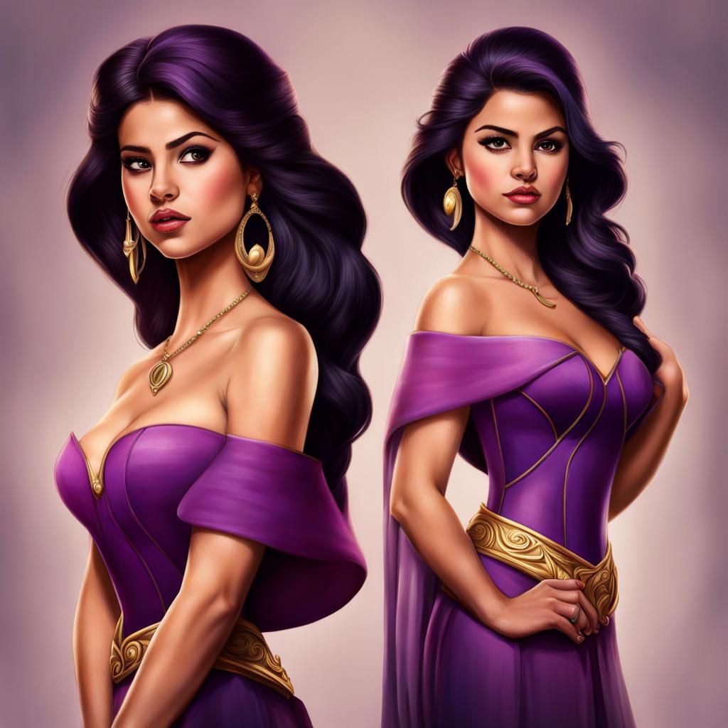 Selena Gomez as Megara: Hyperrealistic Disney Portrait