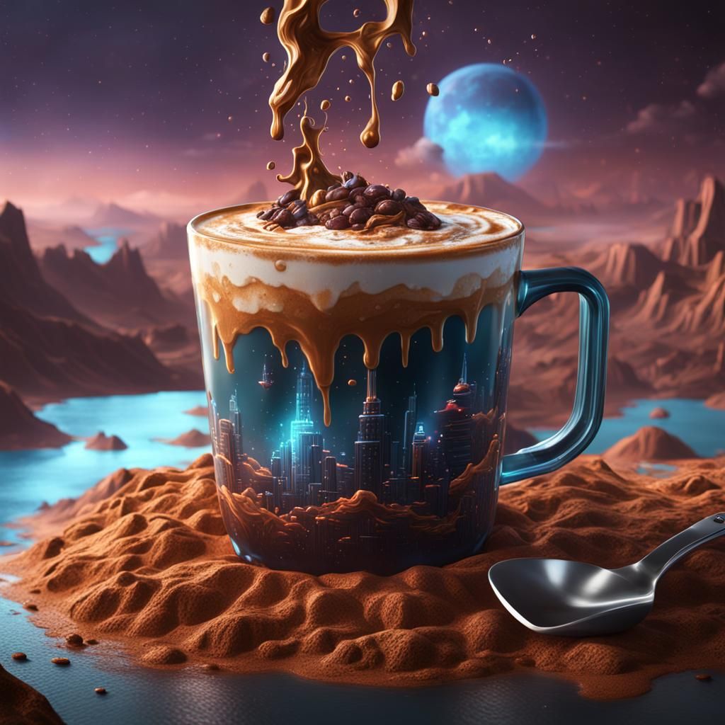 Science Fiction Coffee Drink in Detailed Digital Art