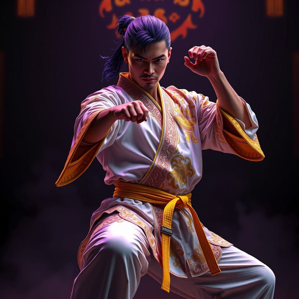 Dramatic Karate Master in Mystical Setting