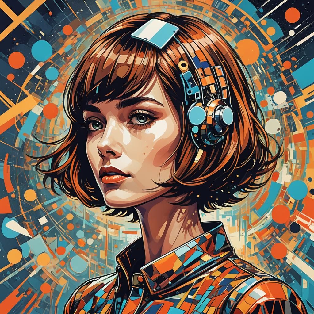 Pop Art Woman in Futuristic Street Scene