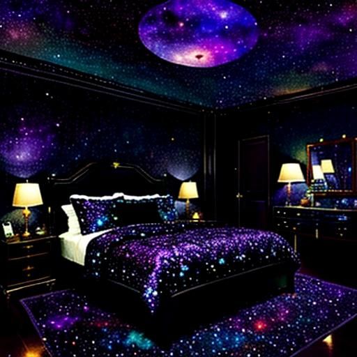 Vibrant Child's Bedroom with Starry Walls, Art Deco