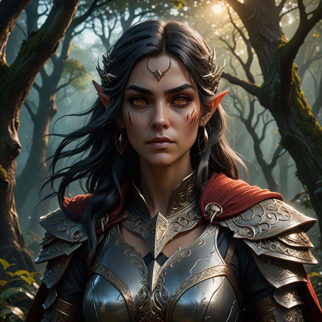 Ethereal Moon Elf Maiden in Mystical Forest