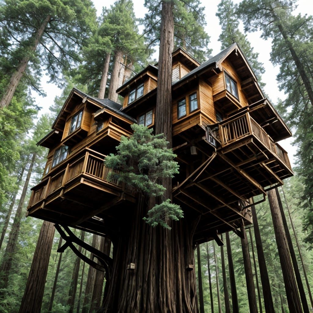 Grandiose Redwood Treehouse Mansion