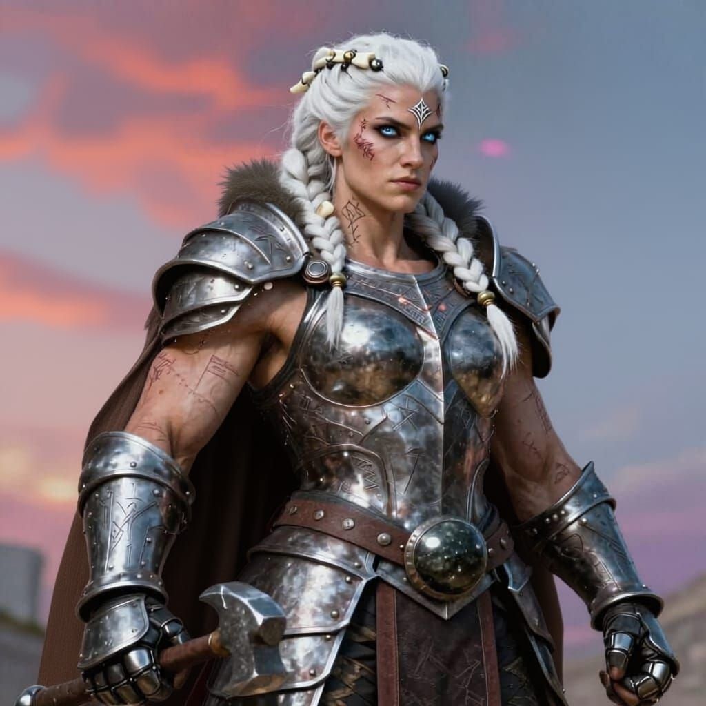 Mighty 2.10 Meter Tall Female Warrior Forge