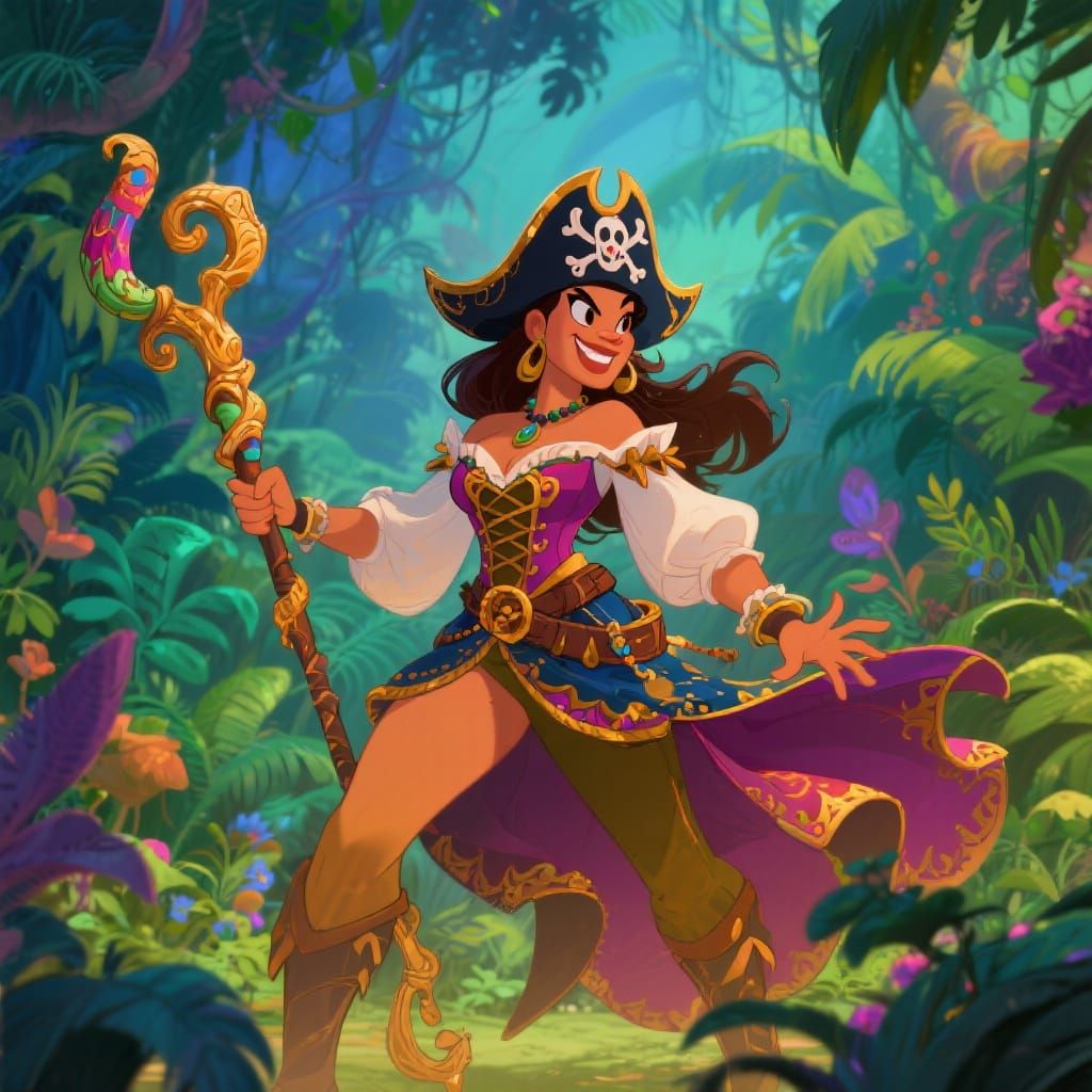 Pirate Queen K. Rool in Cartoon Style