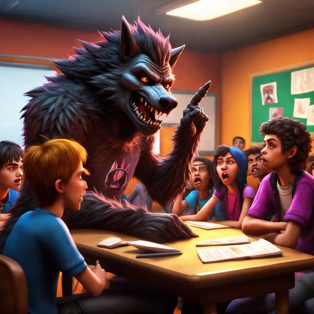 Teen Werewolf Answers Question in Fantasy Classroom