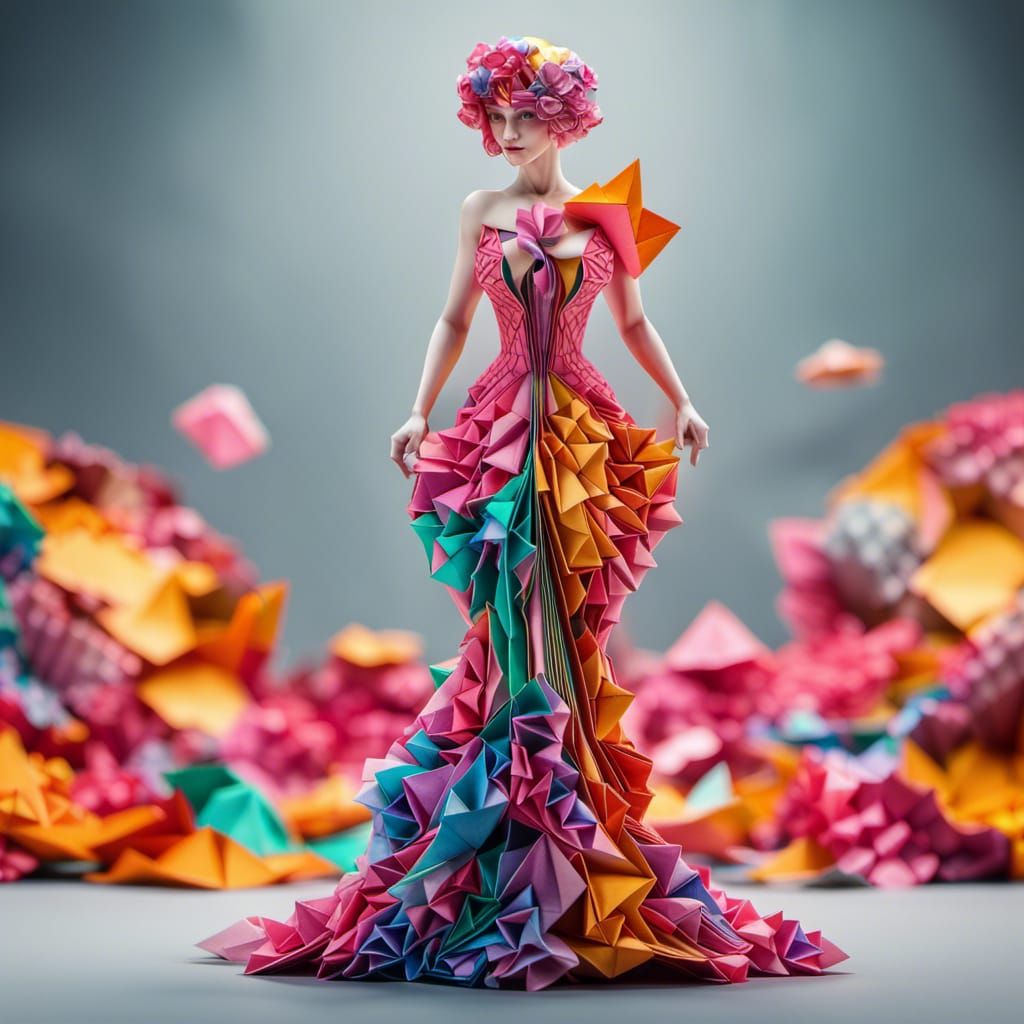 Origami Venus in Vibrant Paper Art Style