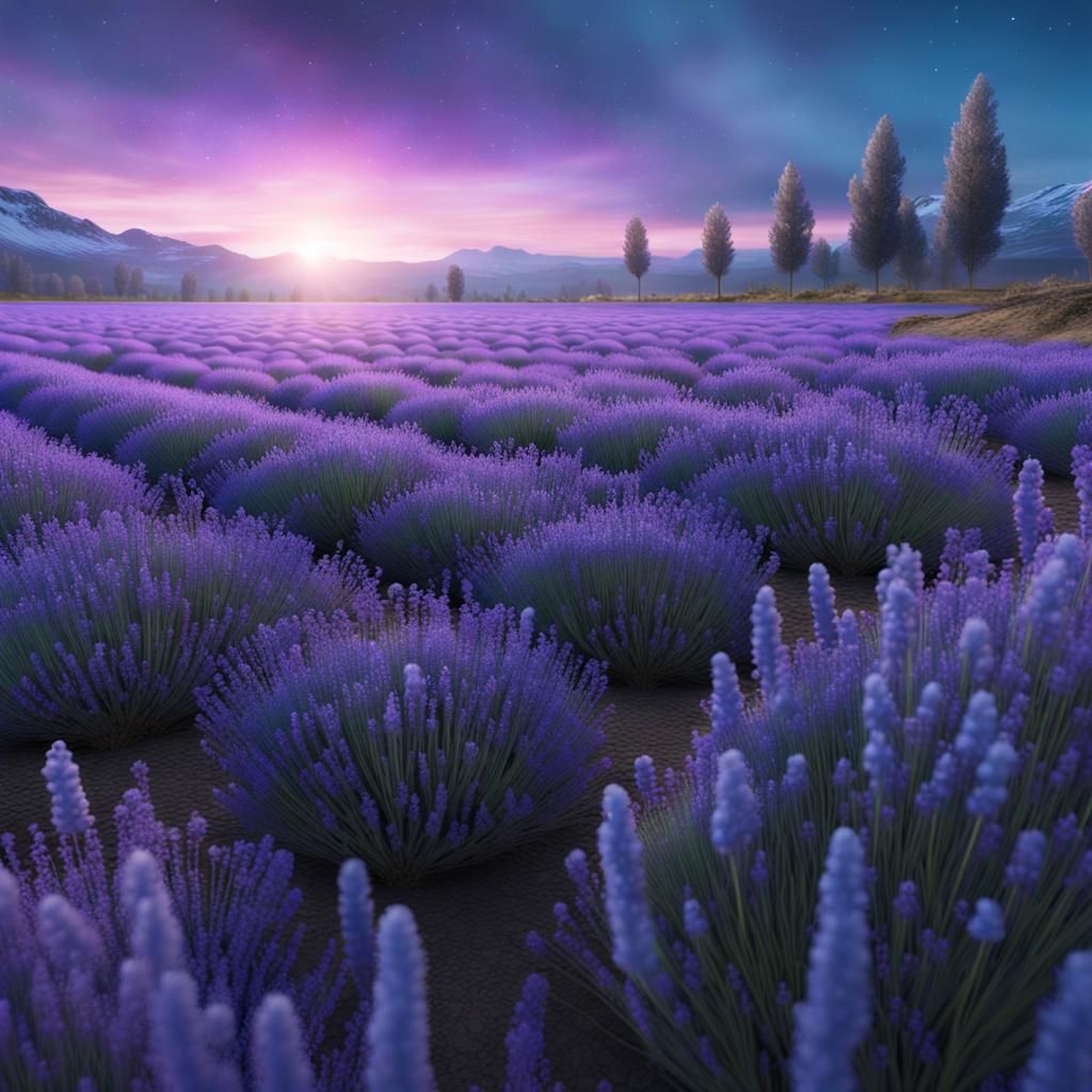 Lavender Field with Aurora Borealis in Unreal Engine