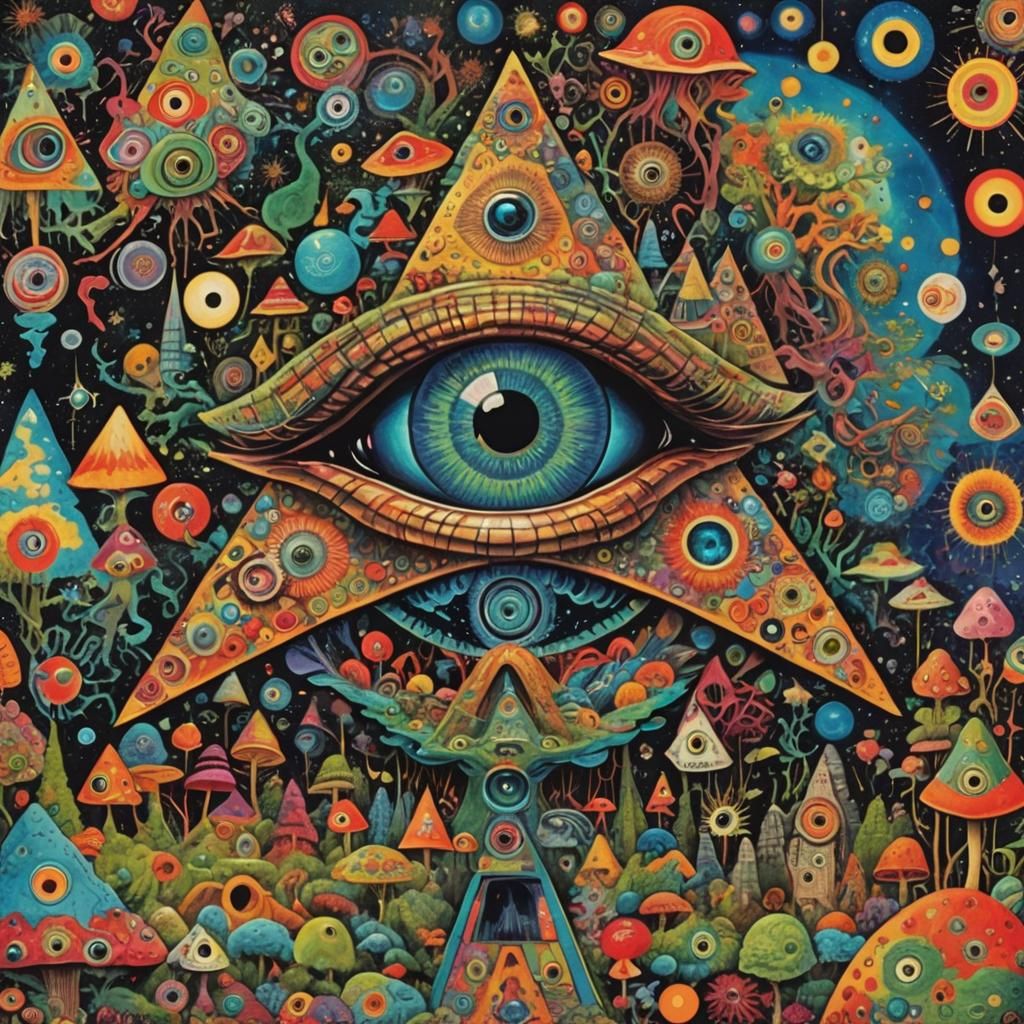 Psychedelic Fungus: Retrofuturistic Art Collage