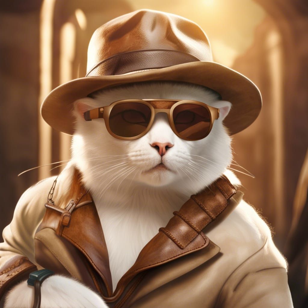 Indiana Jones Cat Archeologist in 8k