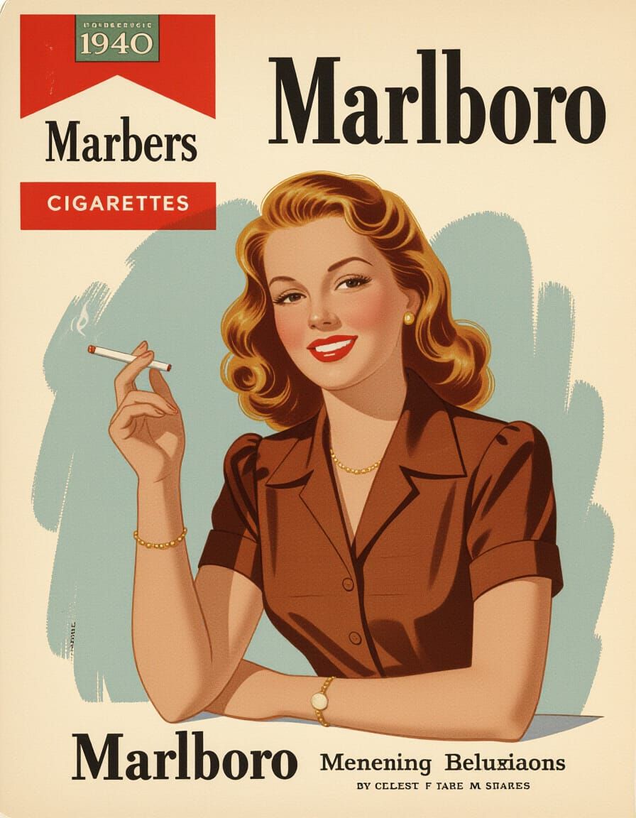 Vintage 1940s Marlboro Cigarette Advertisement