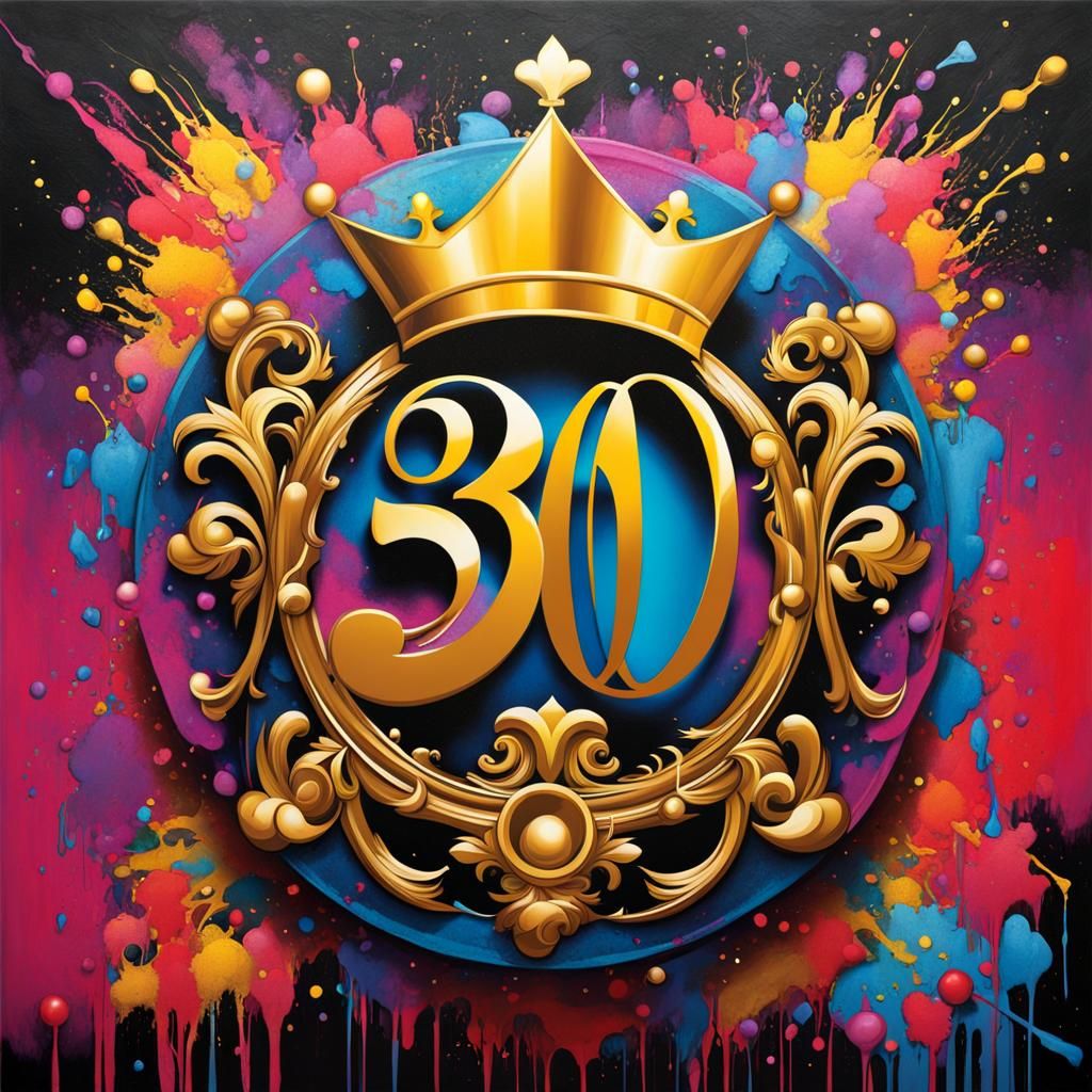Golden 30th Anniversary Graffiti Art Garland