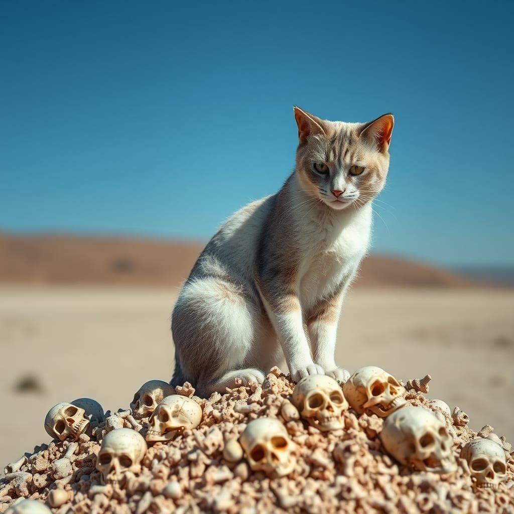 Persian Cat Contemplates Mortality on Easter Island