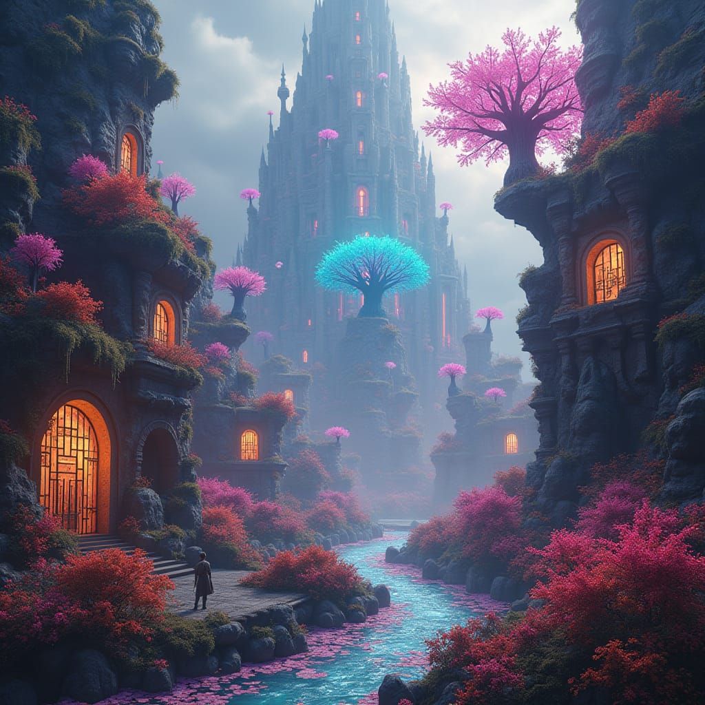 Mystical Realm with Glowing Runes in Unreal Engine 5