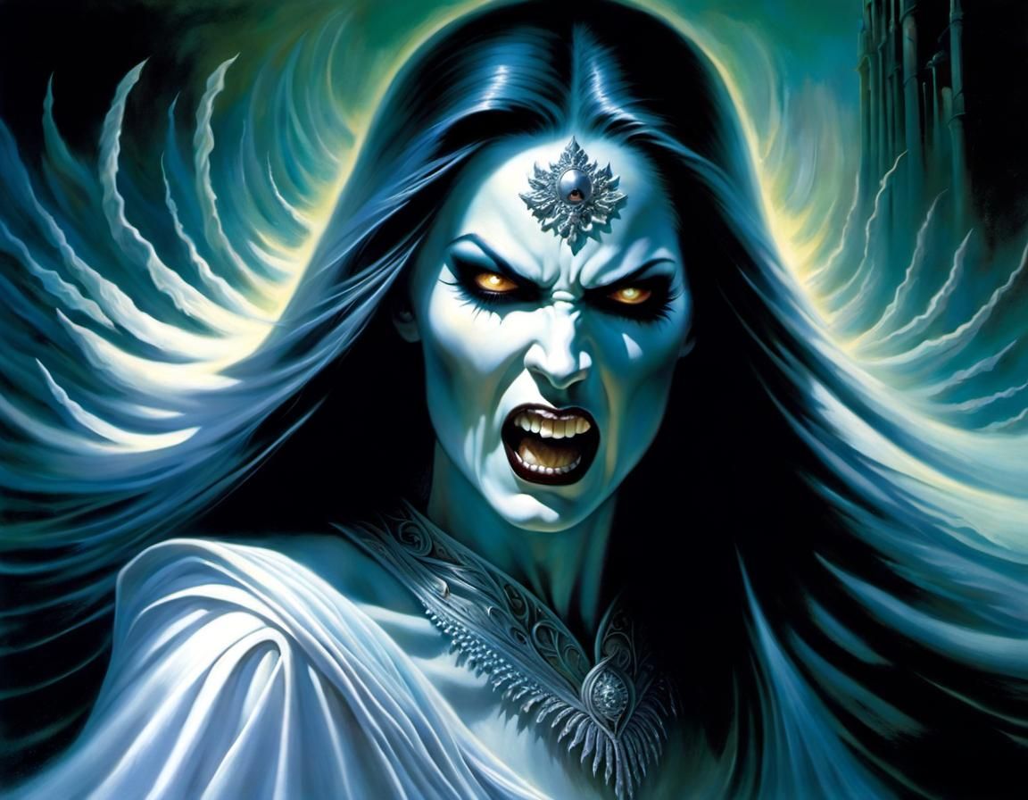 Angry Banshee Screaming in Ethereal Dark Fantasy