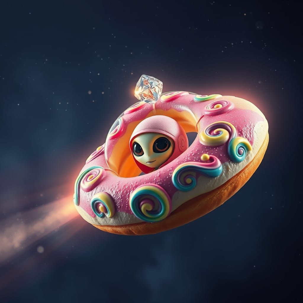 Stellar Doughnut UFO Lord in a Cosmic, Sugar-Coated Realm