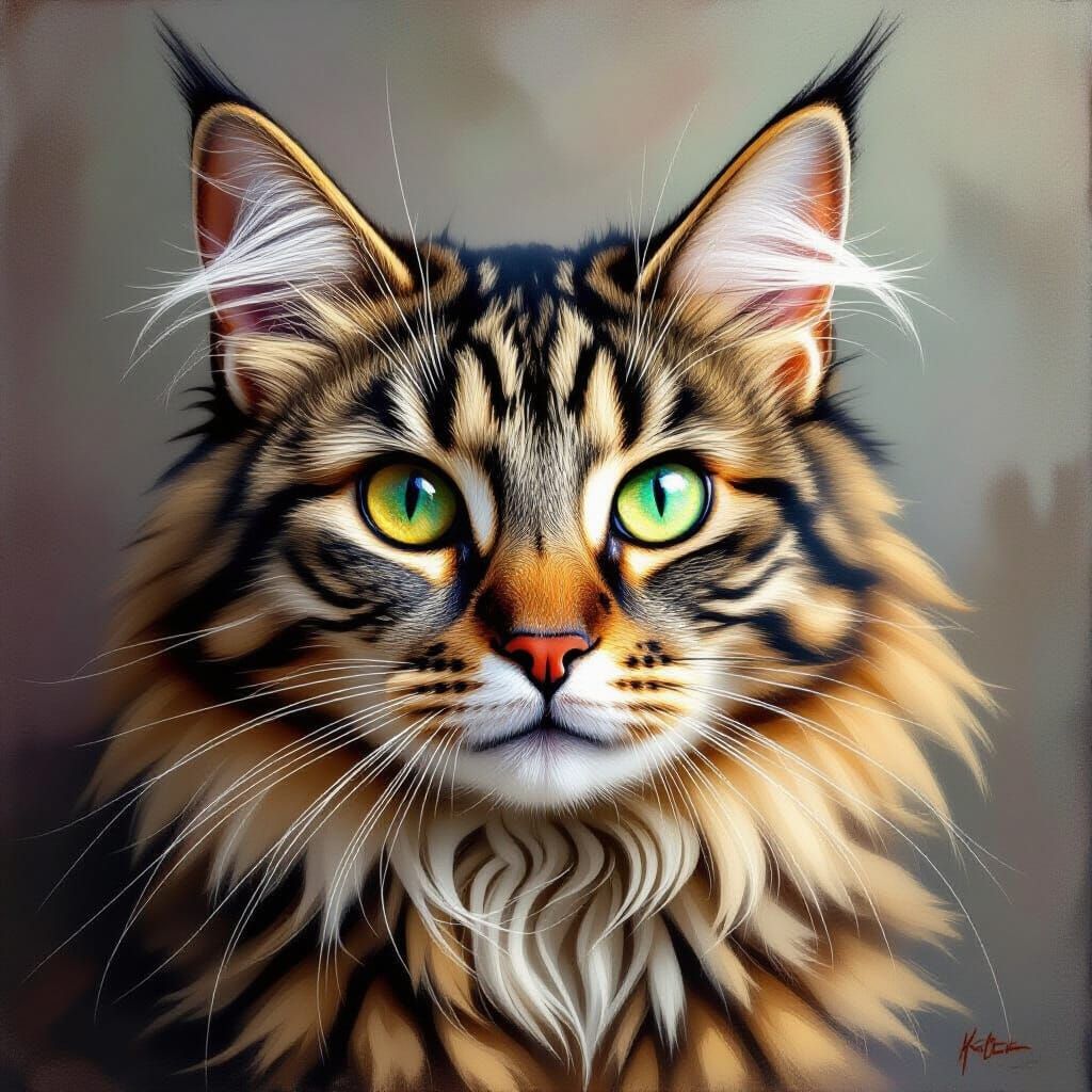 Soft-Furred Cat Portrait with Piercing Gaze