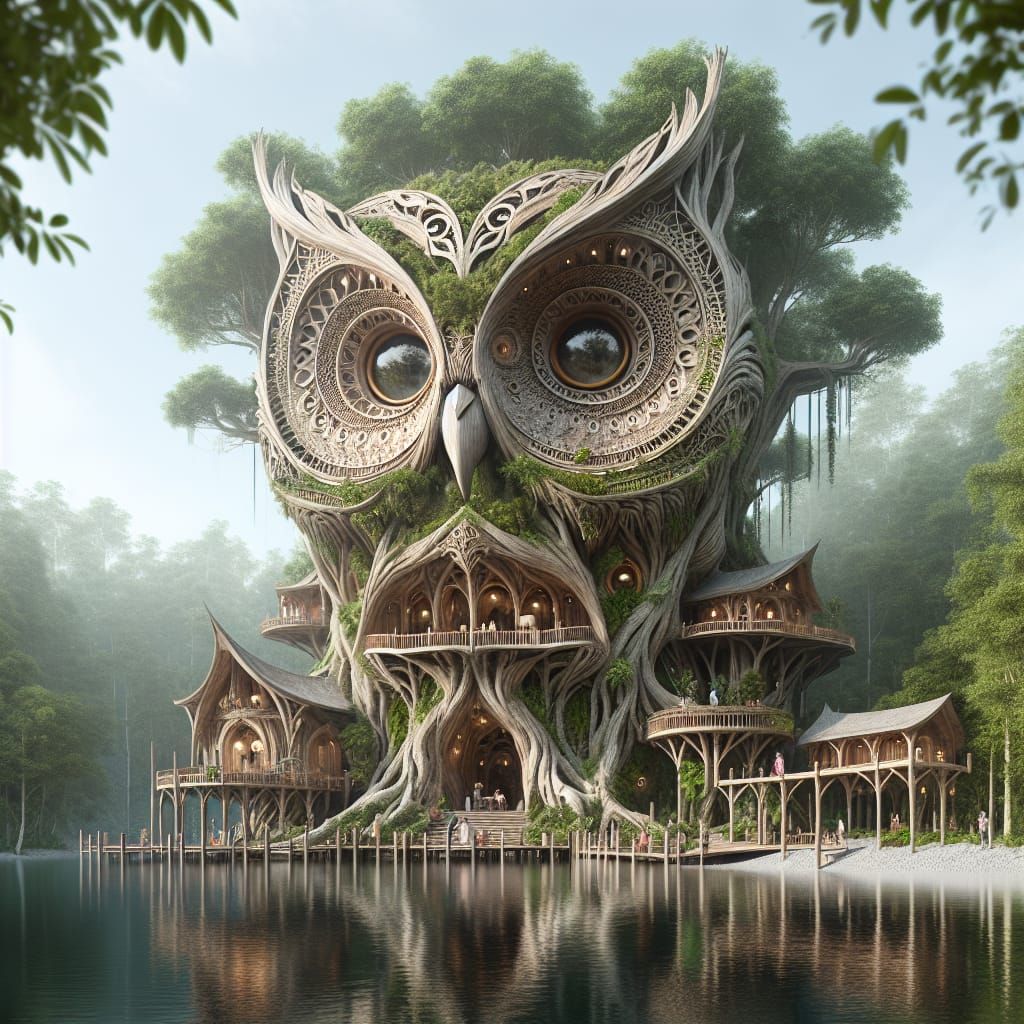 Elegant Owl Treehouse in Whimsical Woodland