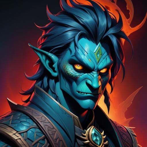 Detailed Dragon-Human Hybrid in Fantasy Art Style