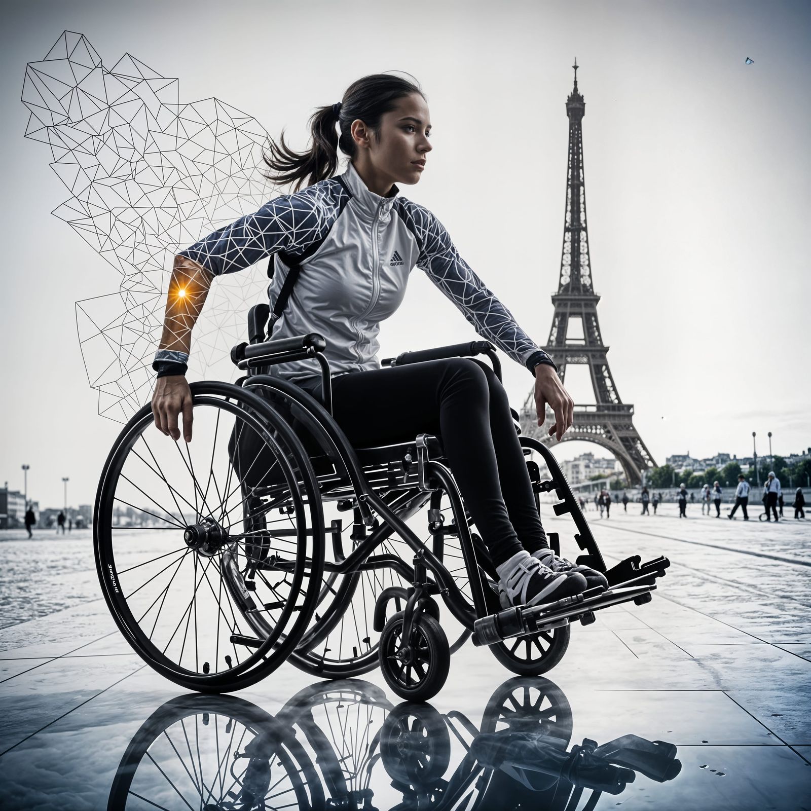 Paralympic Athlete in Paris: Double Exposure Photo