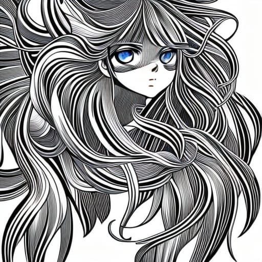 Anime Girl Watching Fireworks, Hand-Drawn Style