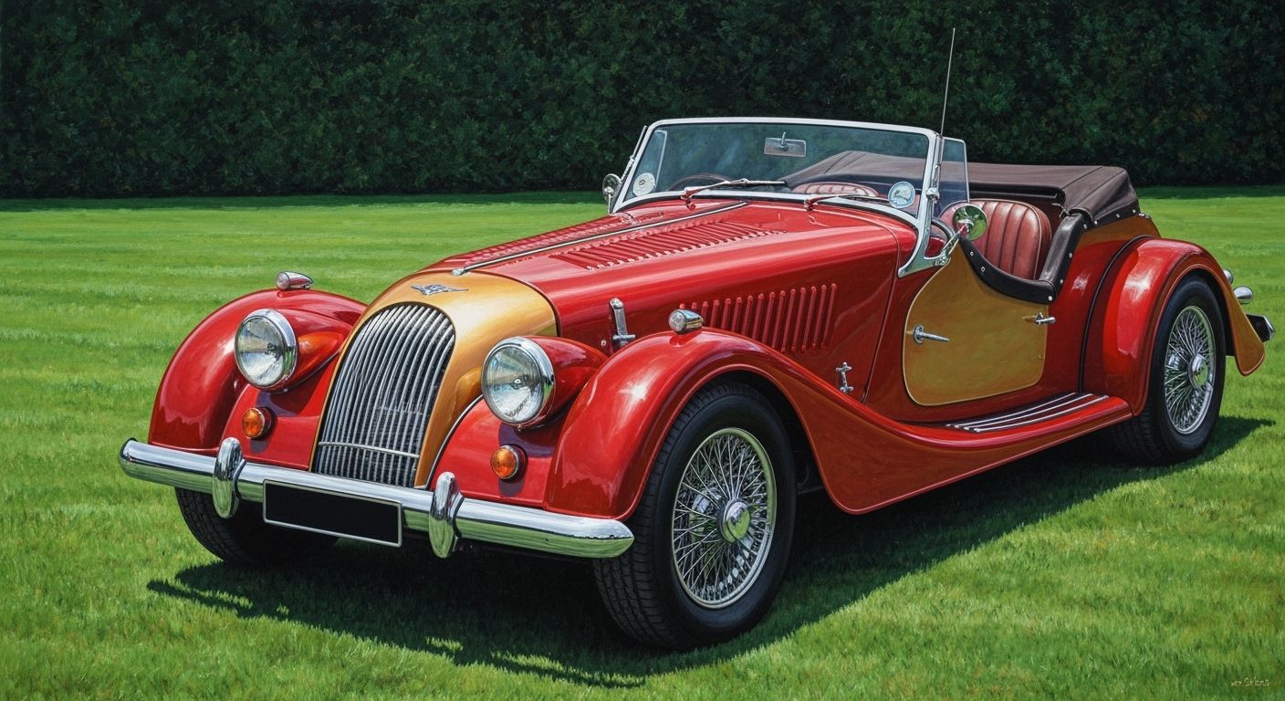 Red & Gold 2023 Morgan Plus Four Convertible by NC Wyeth Sty...