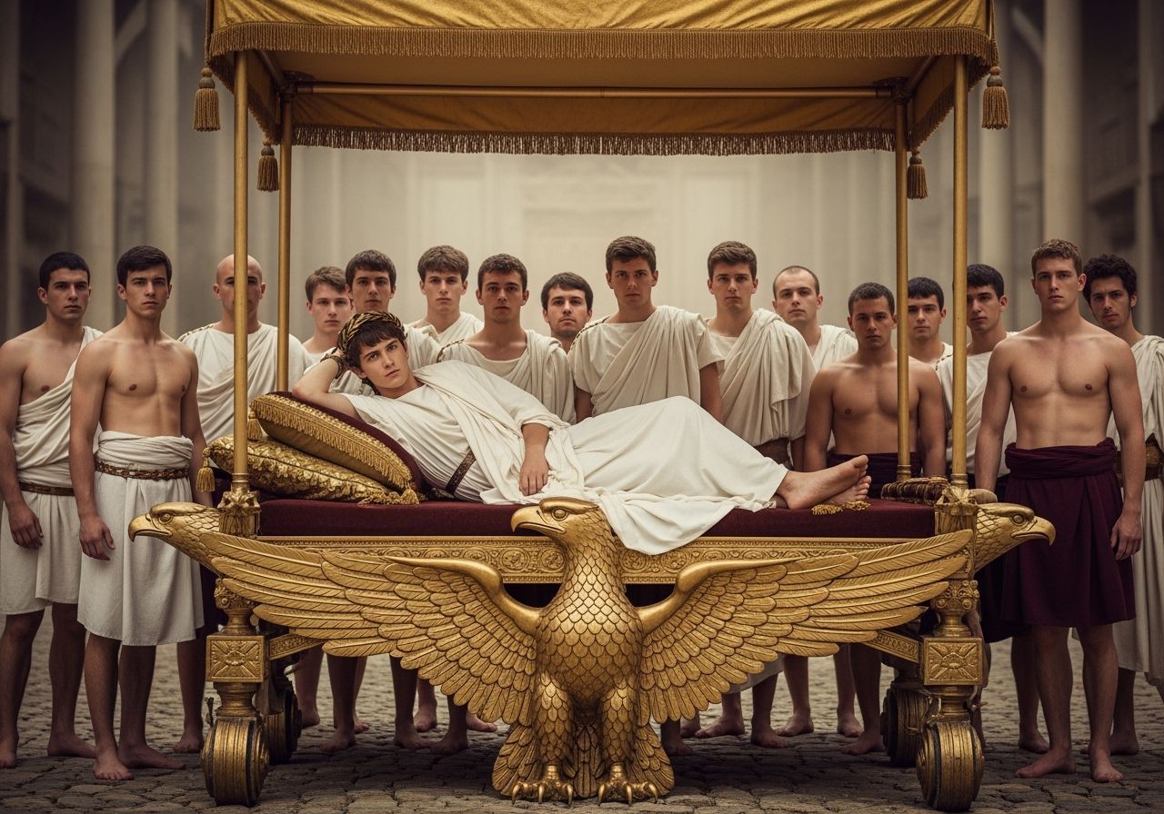 Opulent Roman Emperor on Eagle Litter