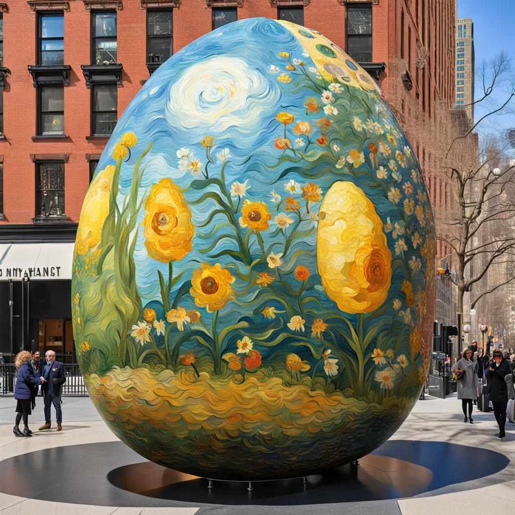 A giant easter egg in New York City by Vincent Van Gogh
