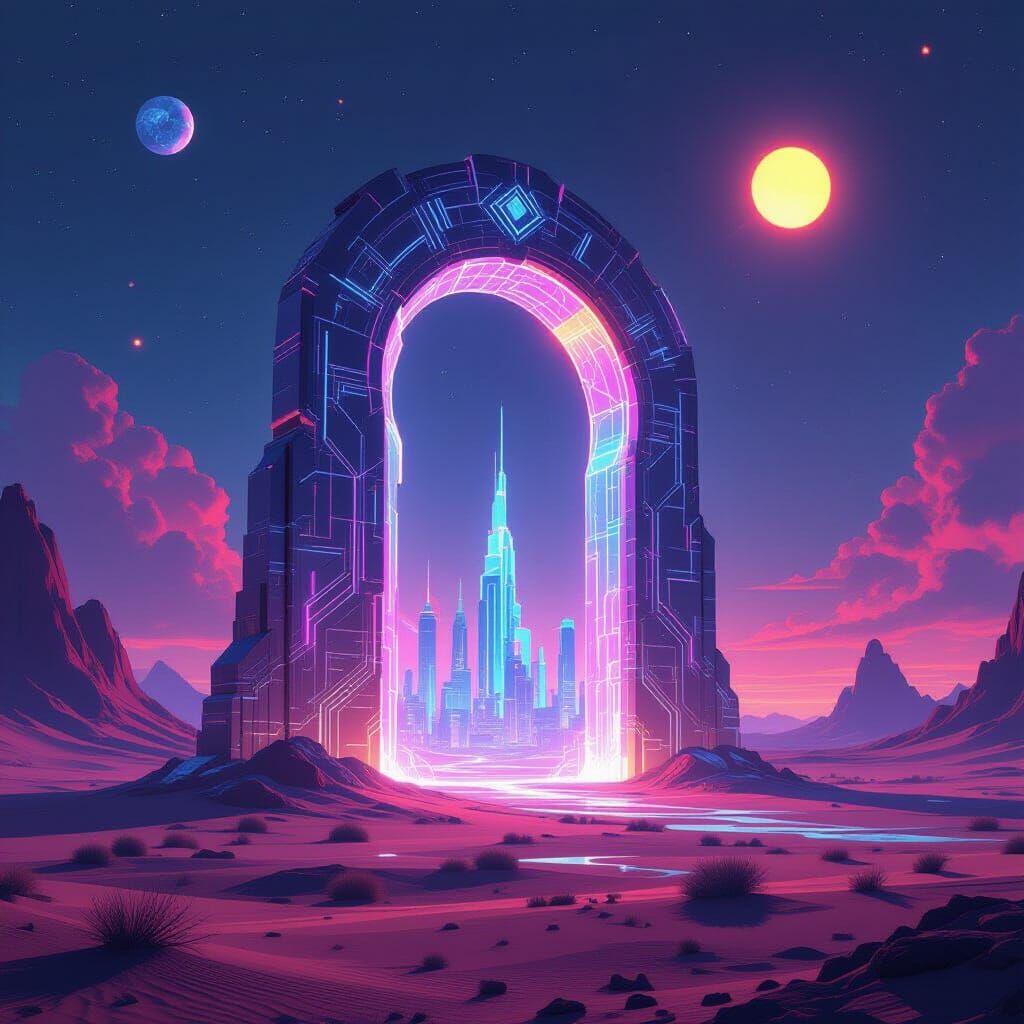 Synthwave Portal to Alien City