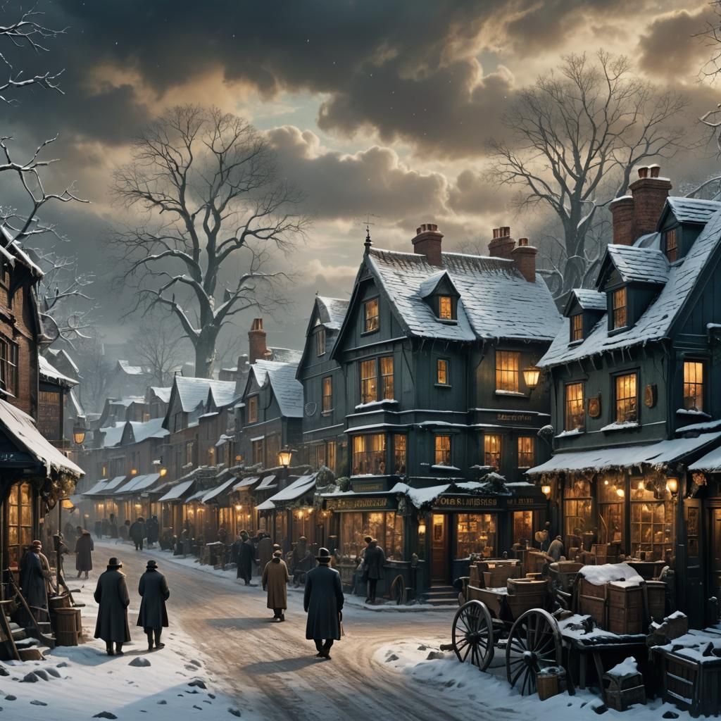 Old Curiosity Shop Winter Scene: Digital Matte Painting