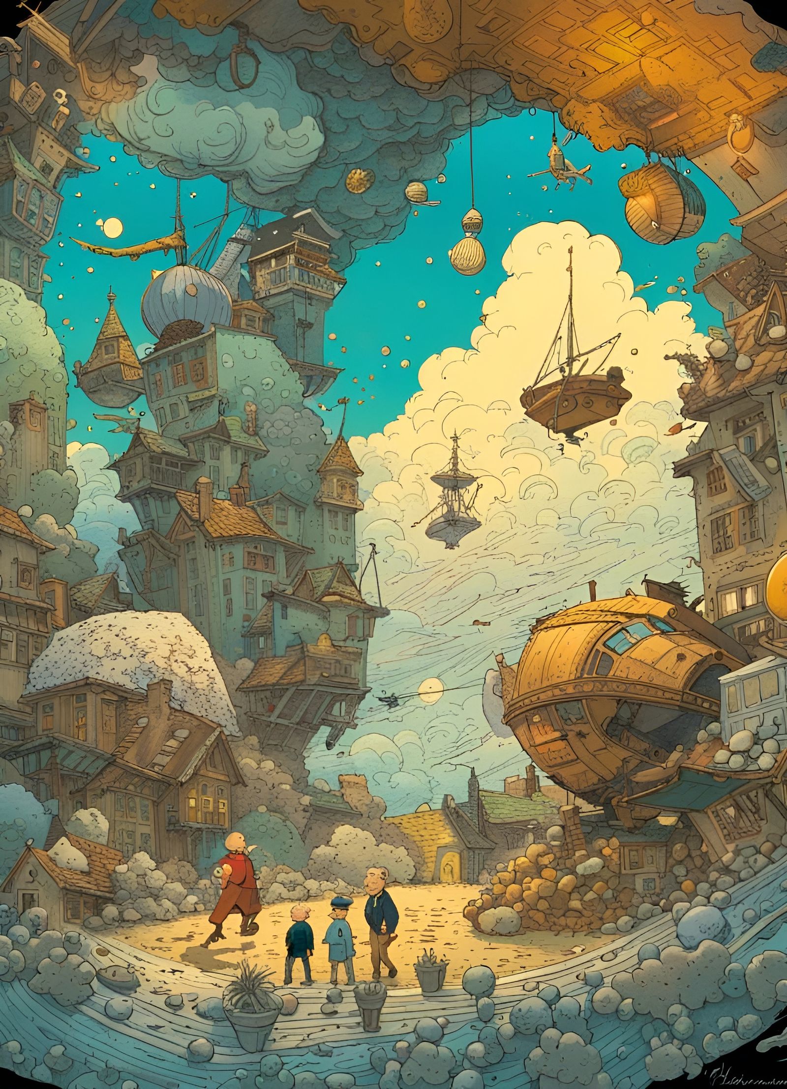 Tintin Surrealist Dreamscape in Ultra Fluor Pastel