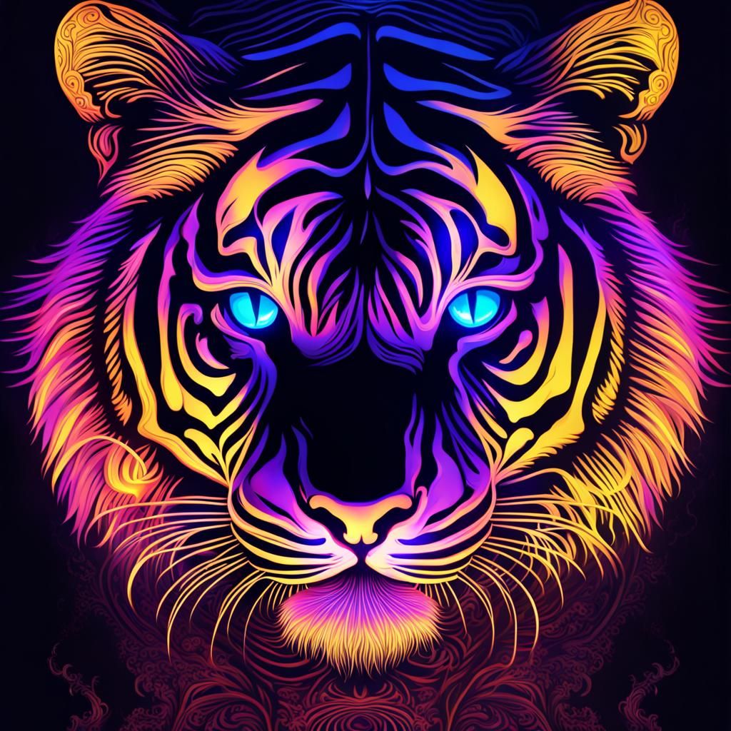 Black Light Tiger: Epic Digital Matte Painting